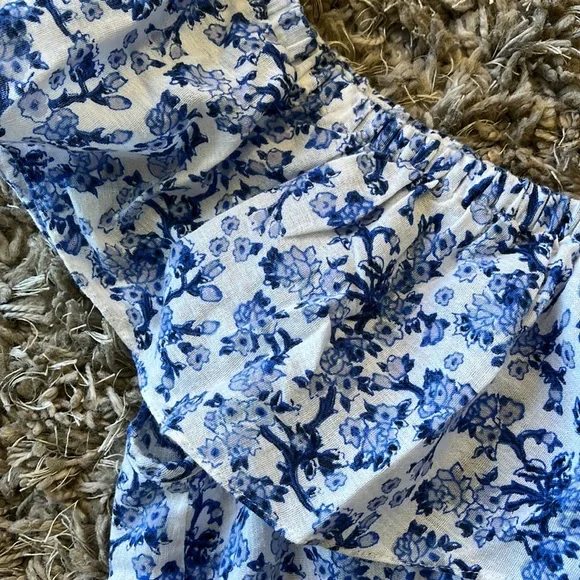 REBECCA TAYLOR Aimee Off Shoulder Blue & White Cotton Floral Top - Picture 9 of 13
